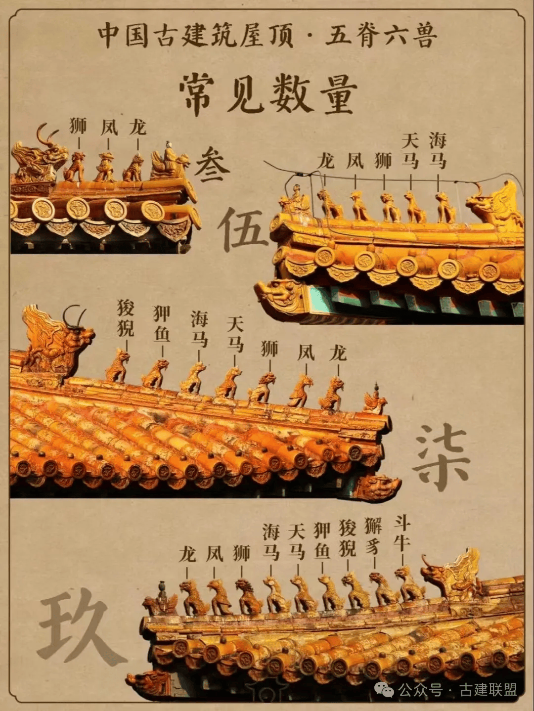 中国建筑 | 一组图让你看懂古代建筑的“五脊六兽”。_数量_等级_狮子