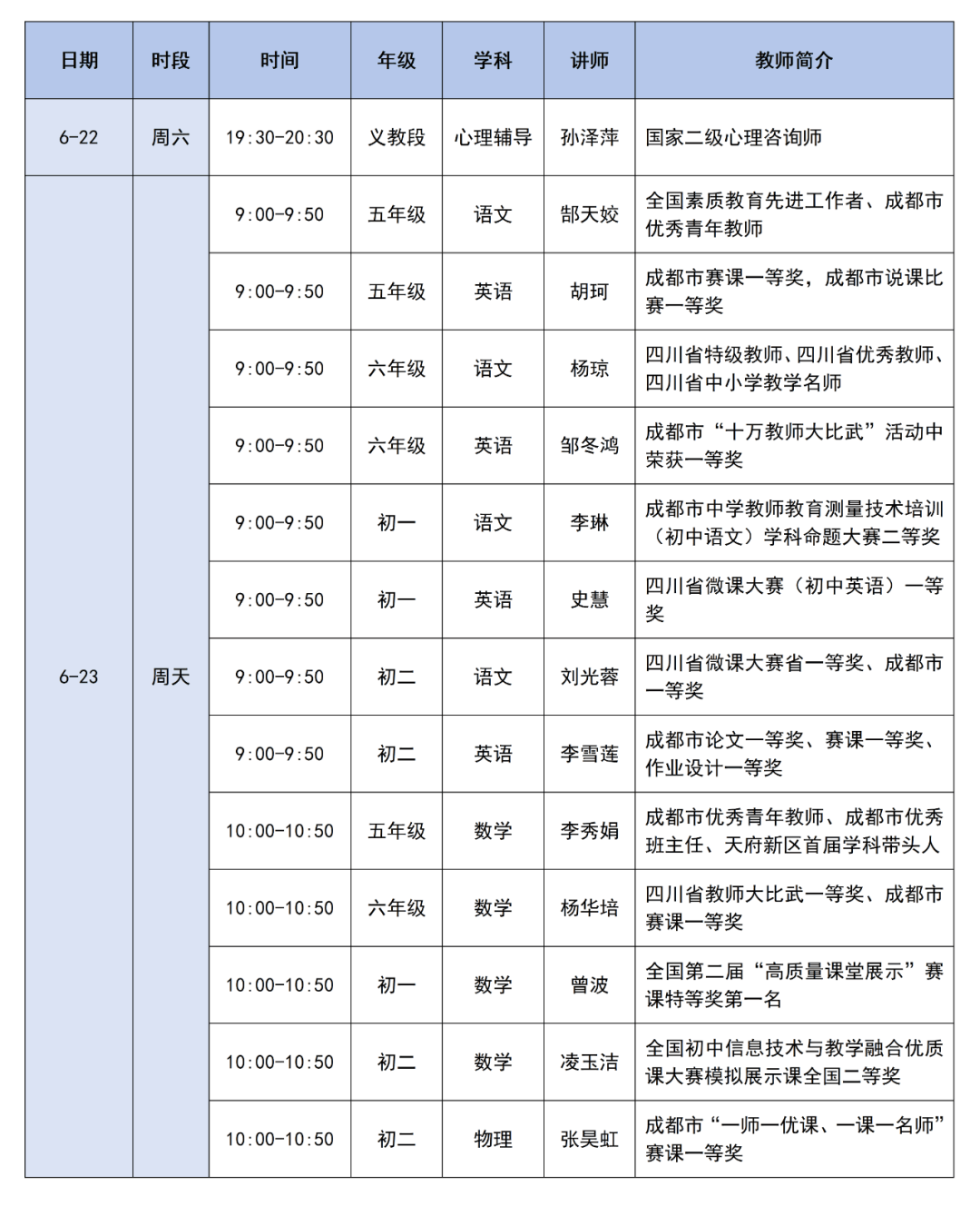 跟着名师去学习!2024年春季第12周课表上新啦