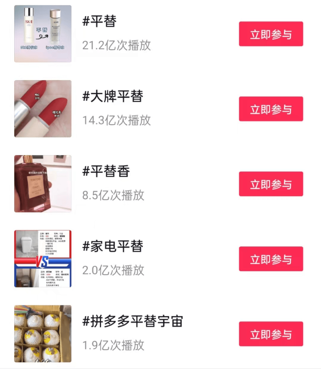 替”“平替好物”“平替xx”相关话题在网络平台的浏览量累计高达几十亿