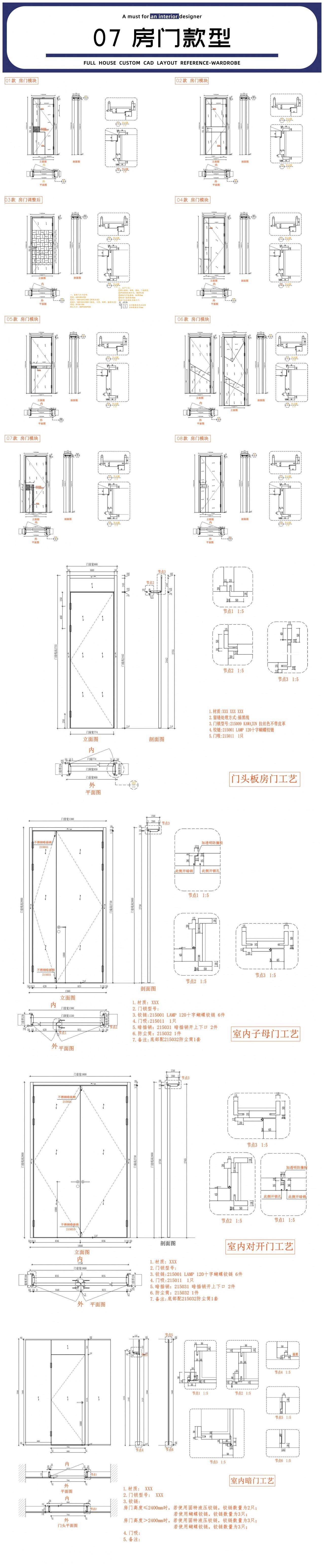 全屋定制高定木作产品系统化cad图纸cad图块衣柜酒柜门合集