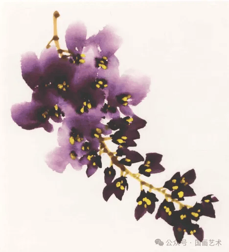 一步一步学画写意紫藤花