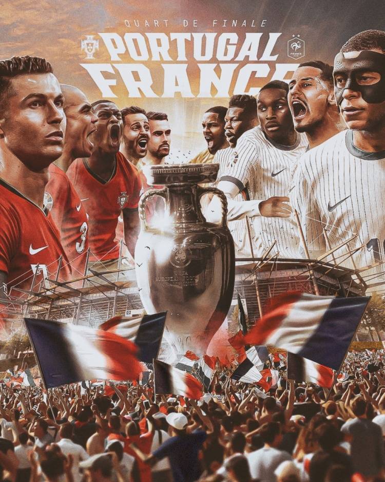 法国队晒对阵葡萄牙海报:姆巴佩对决c罗,萨利巴,佩佩等人出镜_欧洲杯