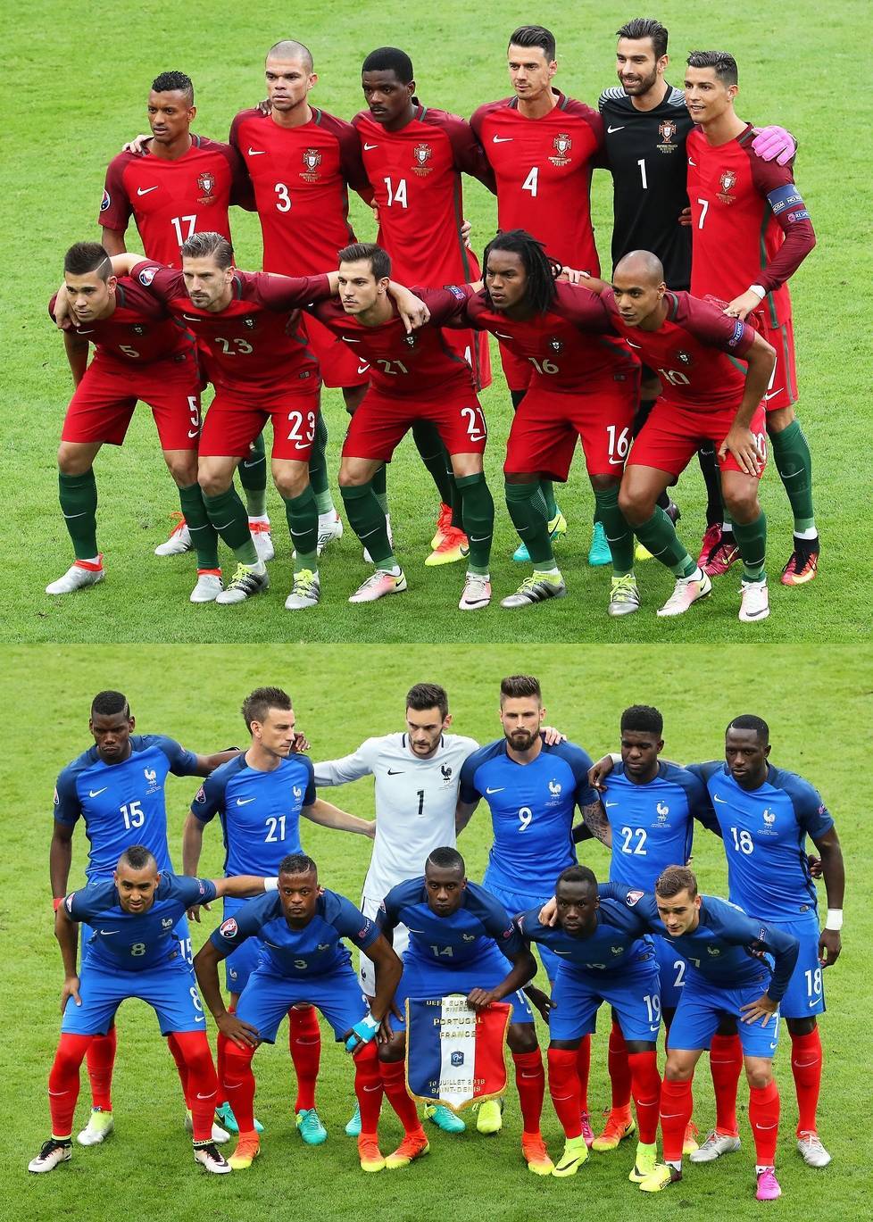 16年欧洲杯巅峰之战！葡法两队的首发22人：C罗佩佩格子吉鲁……