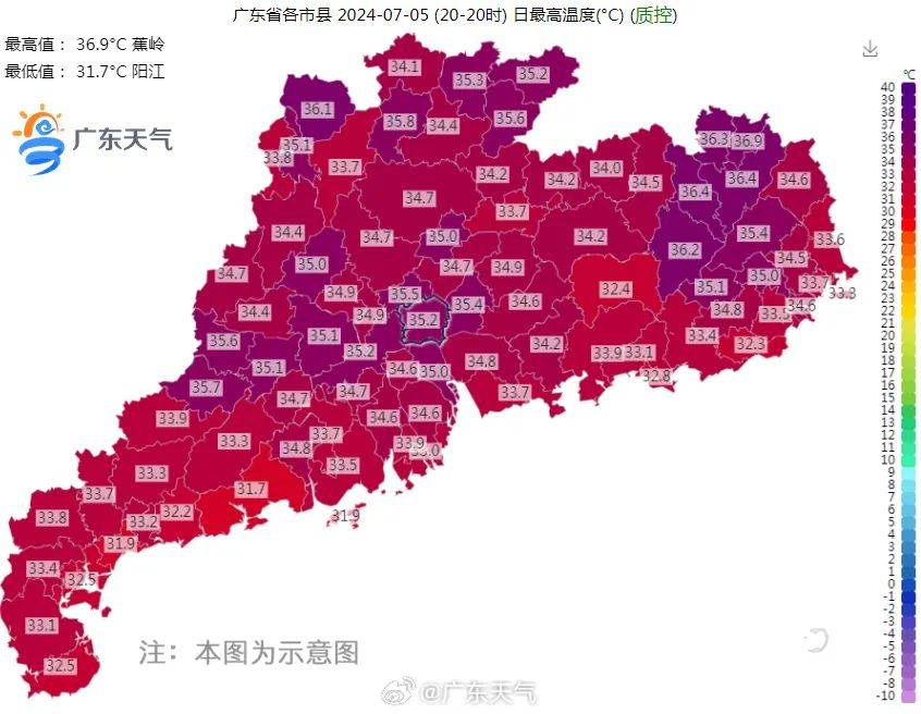 全国夏季气温分布图图片