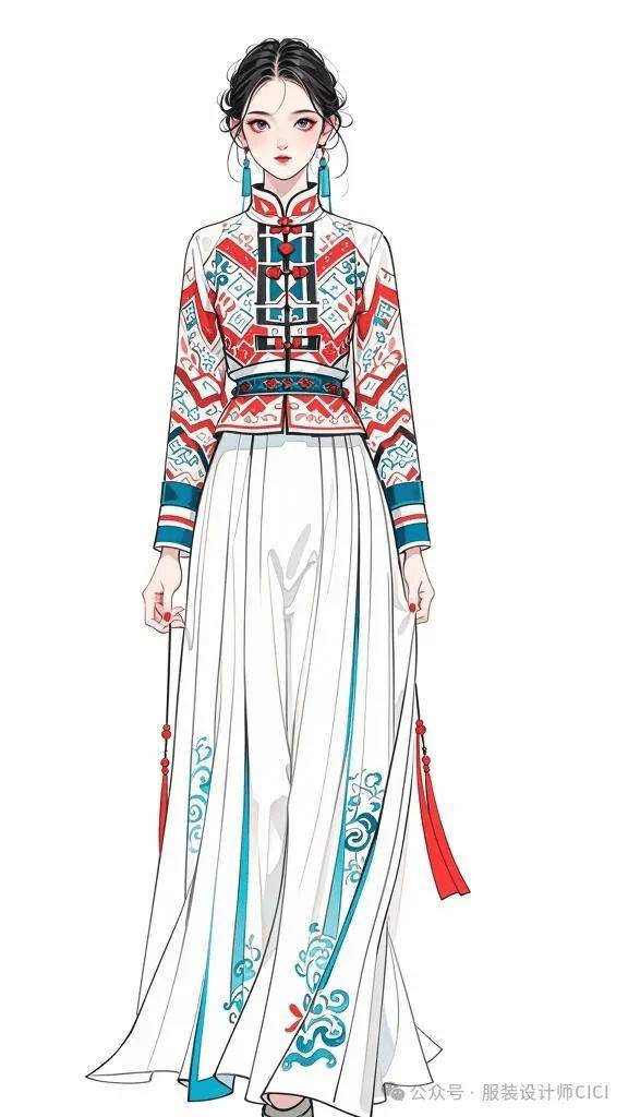 100款-国风新中式-服装效果图(线稿 上色 ai)
