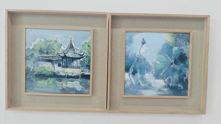 颜娟子作品《华亭盛景》与《水之梦》.