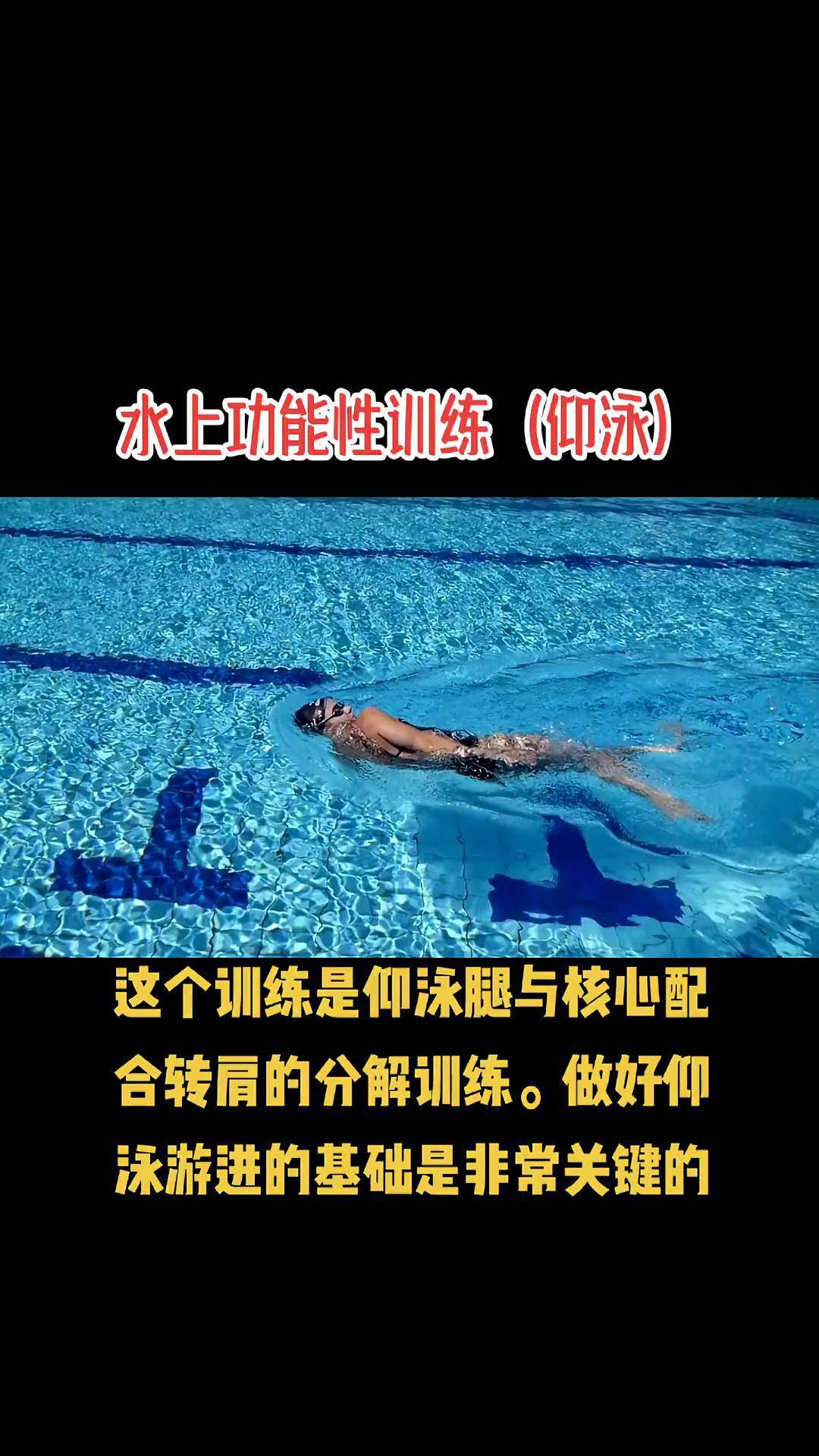 游泳 游泳技巧 仰泳 学游泳 体能训练 核心 仰泳打腿配合核心与转肩的