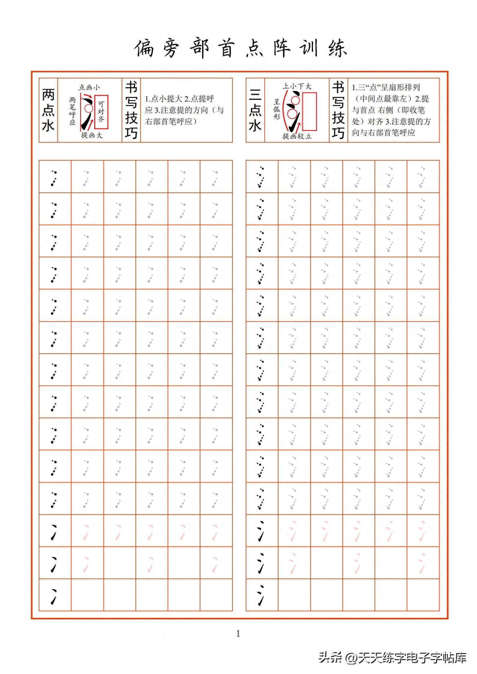 搞定这88个偏旁部首点阵控笔,早知道早受益,真实用!