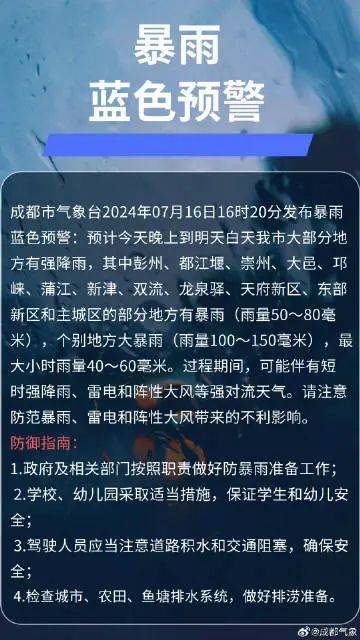 市大部分地方有强降雨,其中彭州,都江堰,崇州,大邑,邛崃,蒲江,新津