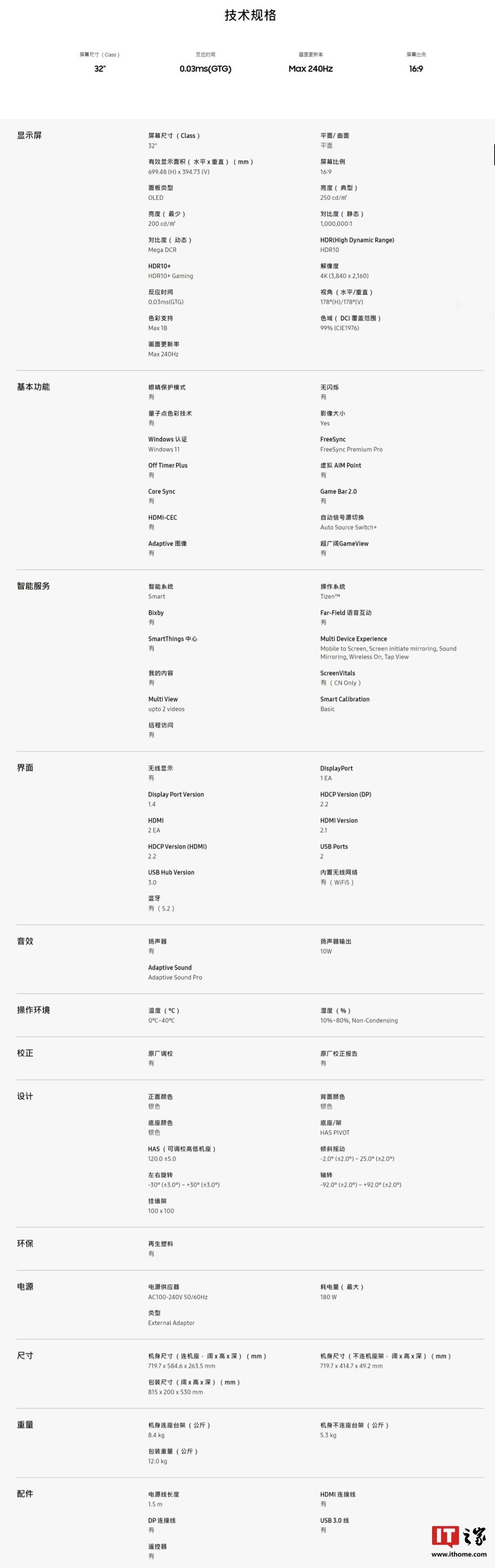 三星玄龙骑士 32 英寸显示器 g80sd 国行开启预售,首发 9999 元