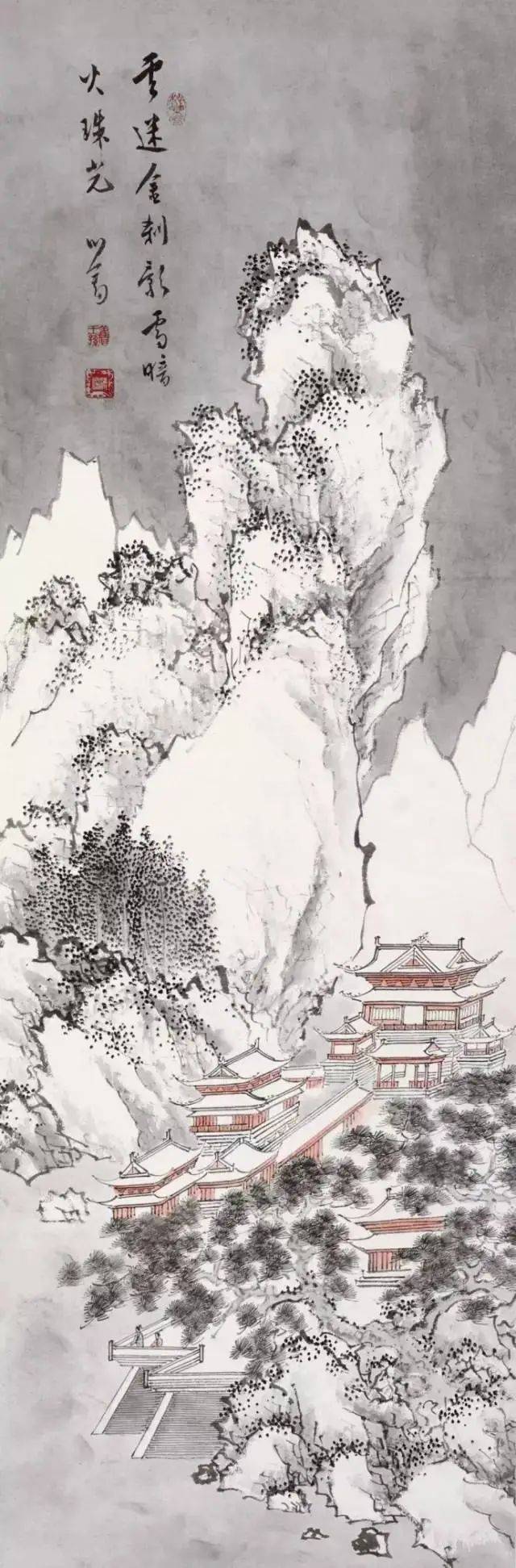 溥心畬的雪景山水画,好一派北国风光!