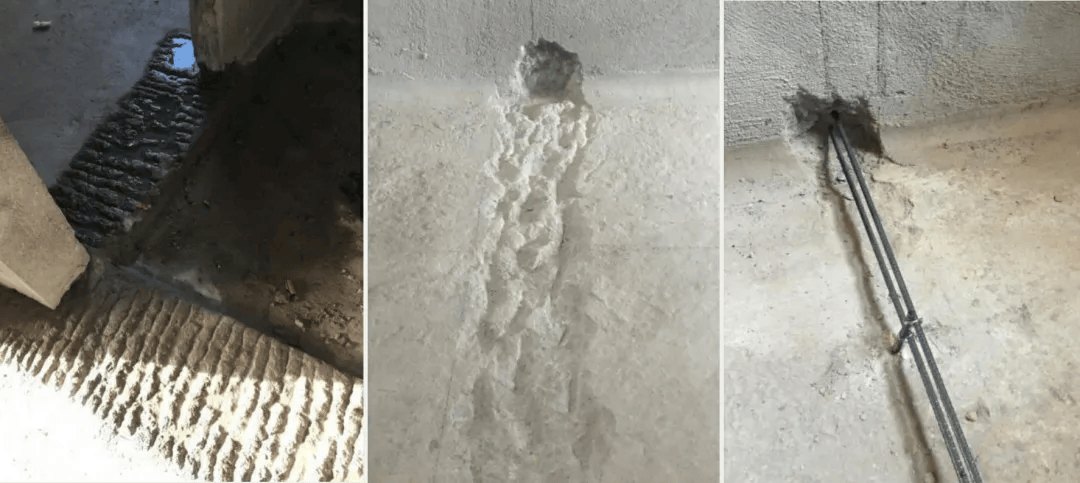 2)挡水坎,止水坎底面凿毛和伸入结构墙体 20mm;1)做二次砌筑及浇筑