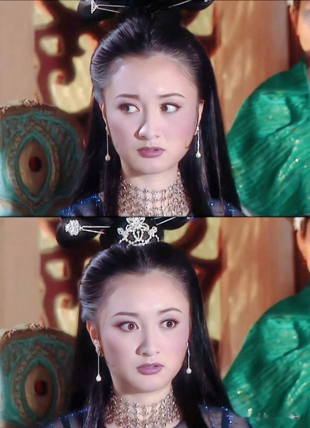 还是会选美人的,穿橙色衣服转圈圈,刘海卷起来,有点像妲己的真人版