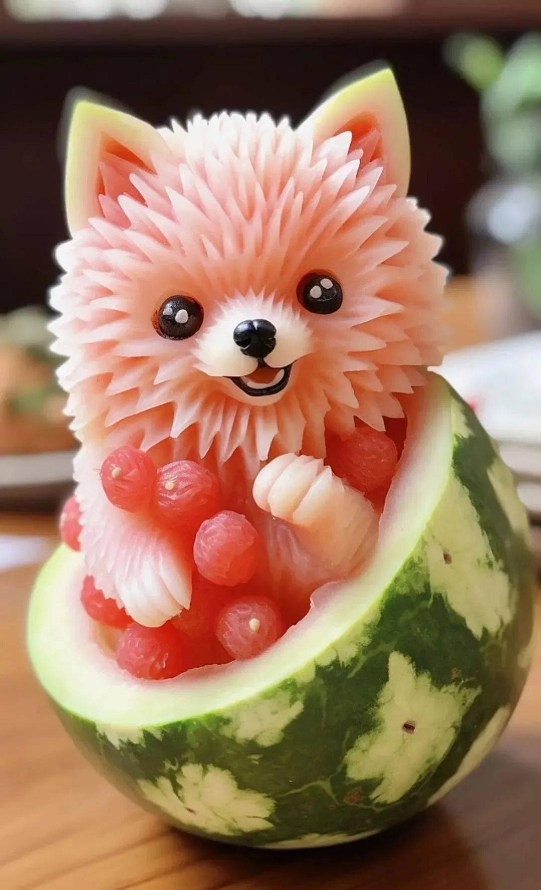 这样的西瓜雕刻让人惊讶栩栩如生