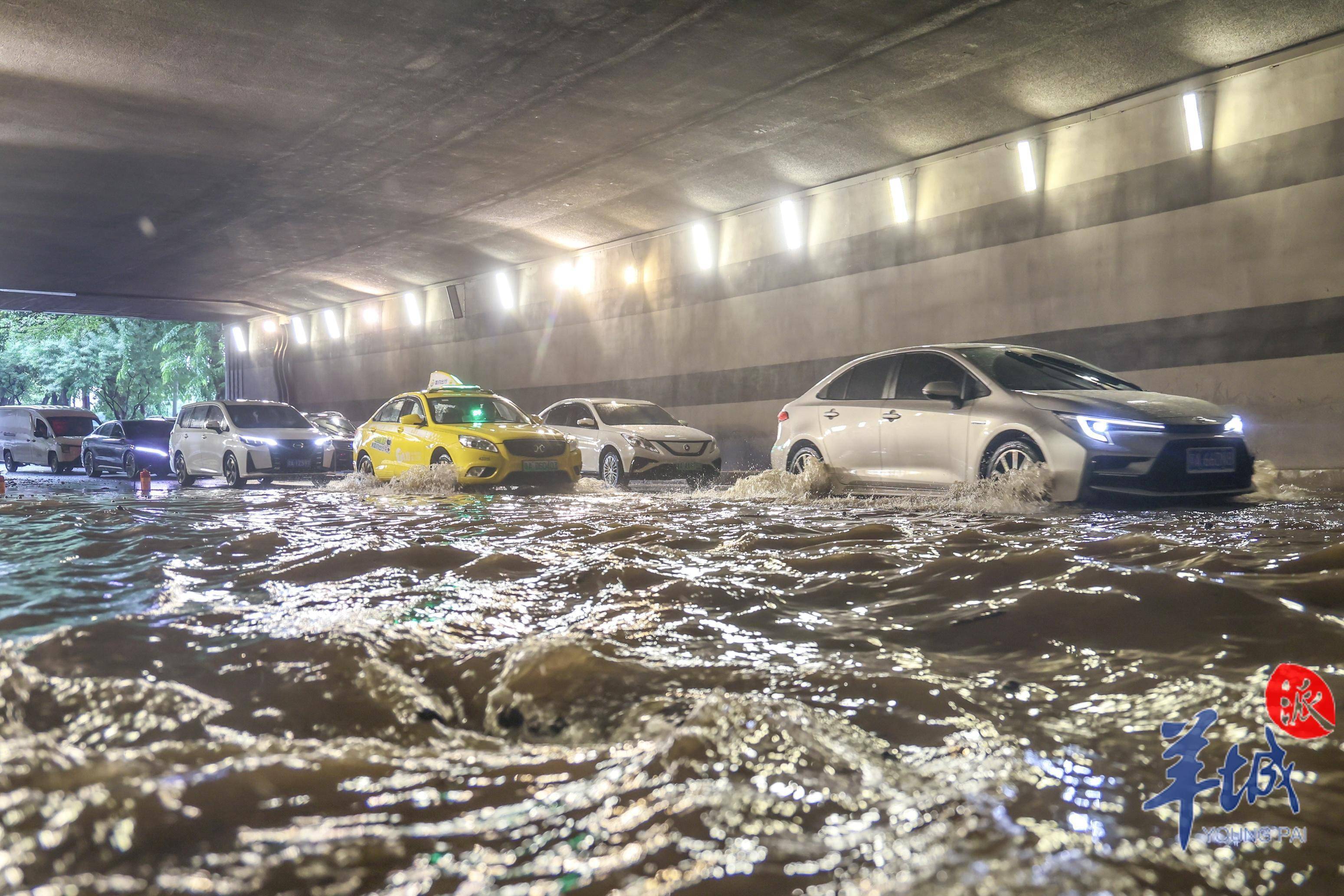 图集|大暴雨引发隧道积水严重,交警与相关部门紧急清理现场并恢复通行