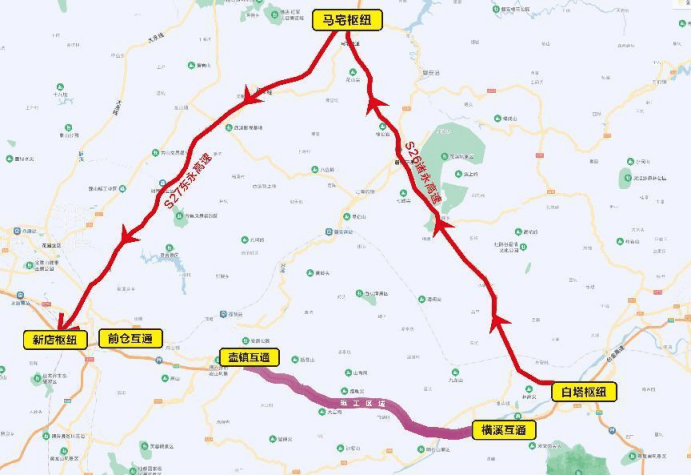 >s26诸永高速>白塔枢纽>s28台金高速近端建议绕行路线金华方向车辆