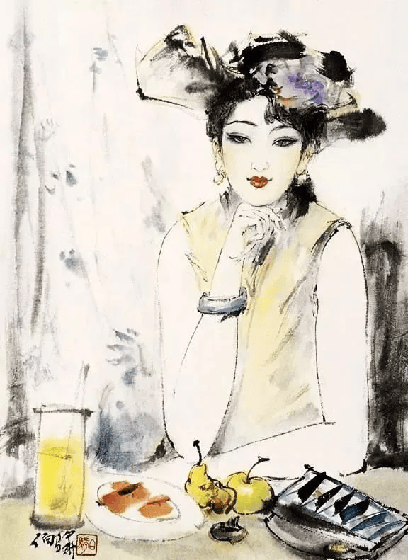 絵画　手書き　美人画　画家白伯驊　美術品 ryu3-11.jpg