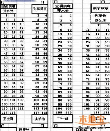 k176列车车厢分布图图片