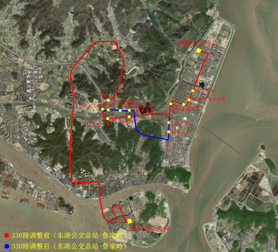 ⑦322路(鲁家峙公交站-鲁家峙公交站)调整环线运行模式,线路首末站