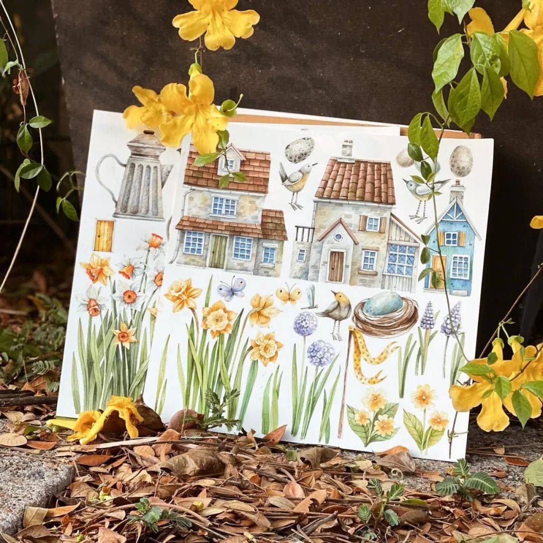 水彩儿童插画 16幅童话水彩房子欣赏