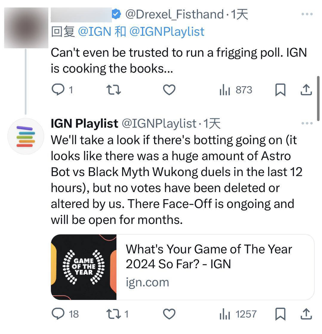 IGN否认篡改《黑神话：悟空》投票数据，网友刷屏：真是小丑！_搜狐网