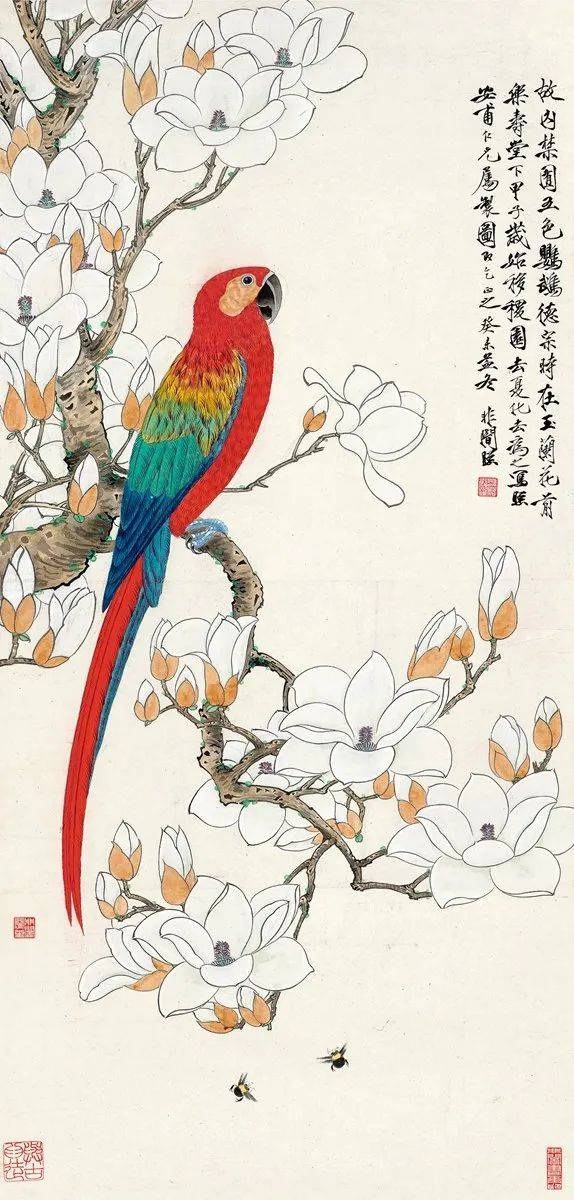 王雪涛玉兰许麟庐玉兰王天池玉兰郭风惠 玉兰鹦鹉杨超 玉兰花陈子庄