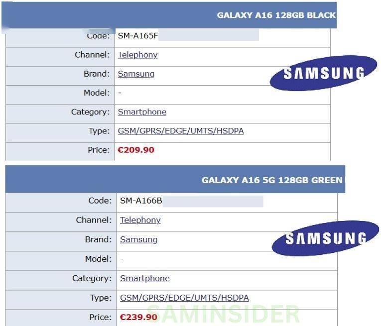 4G/5G 版三星 Galaxy A16 手机曝光，起价 210/240 欧元