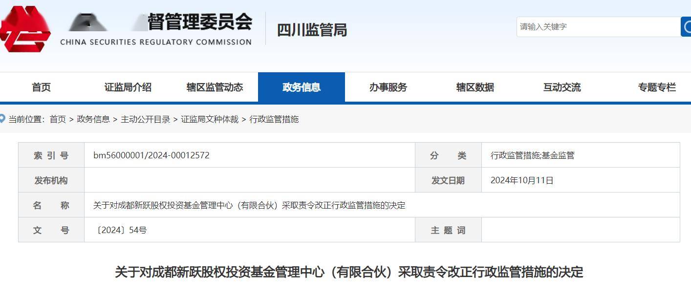 成都新跃股权投资基金被责令改正，未严格履行投资者适当性管理义务等多项违规_搜狐网