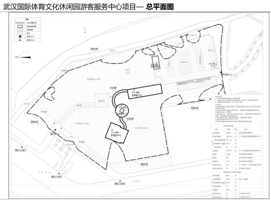 "武汉国际体育文化休闲园游客服务中心项目"总平面设计方案公示