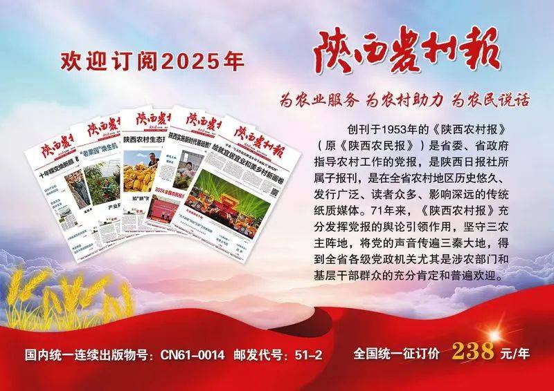 欢迎订阅2025年《陕西农村报》