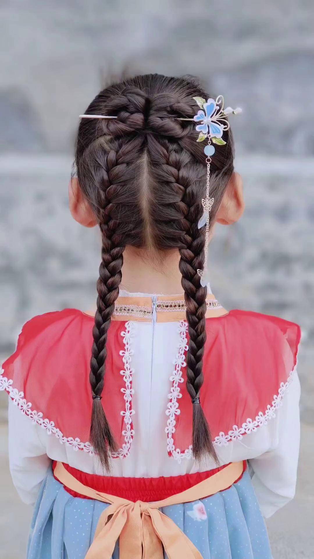 穿汉服这样扎也太好看了吧汉服发型编发教程儿童编发