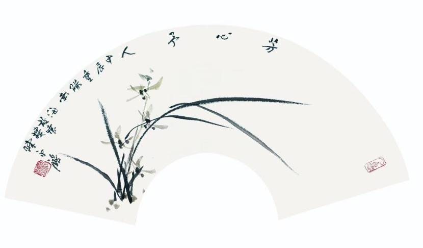例如,陈永锵老师创作了一幅《芳心予人》,作品中的兰花身姿轻盈,清婉