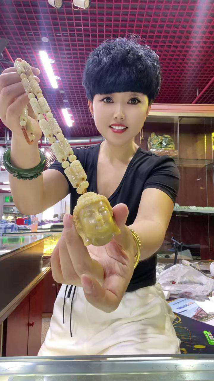 和田玉佛头挂件吊坠项链挂件 项链 和田玉 佛头 透闪石玉