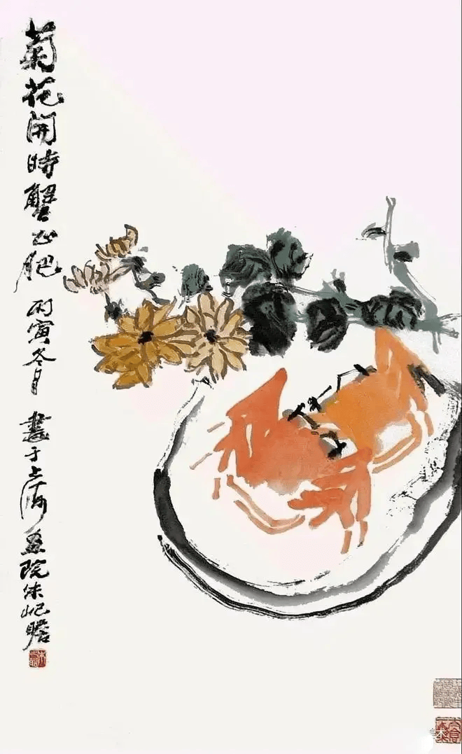 百岁画师写螃蟹,笔墨雄劲