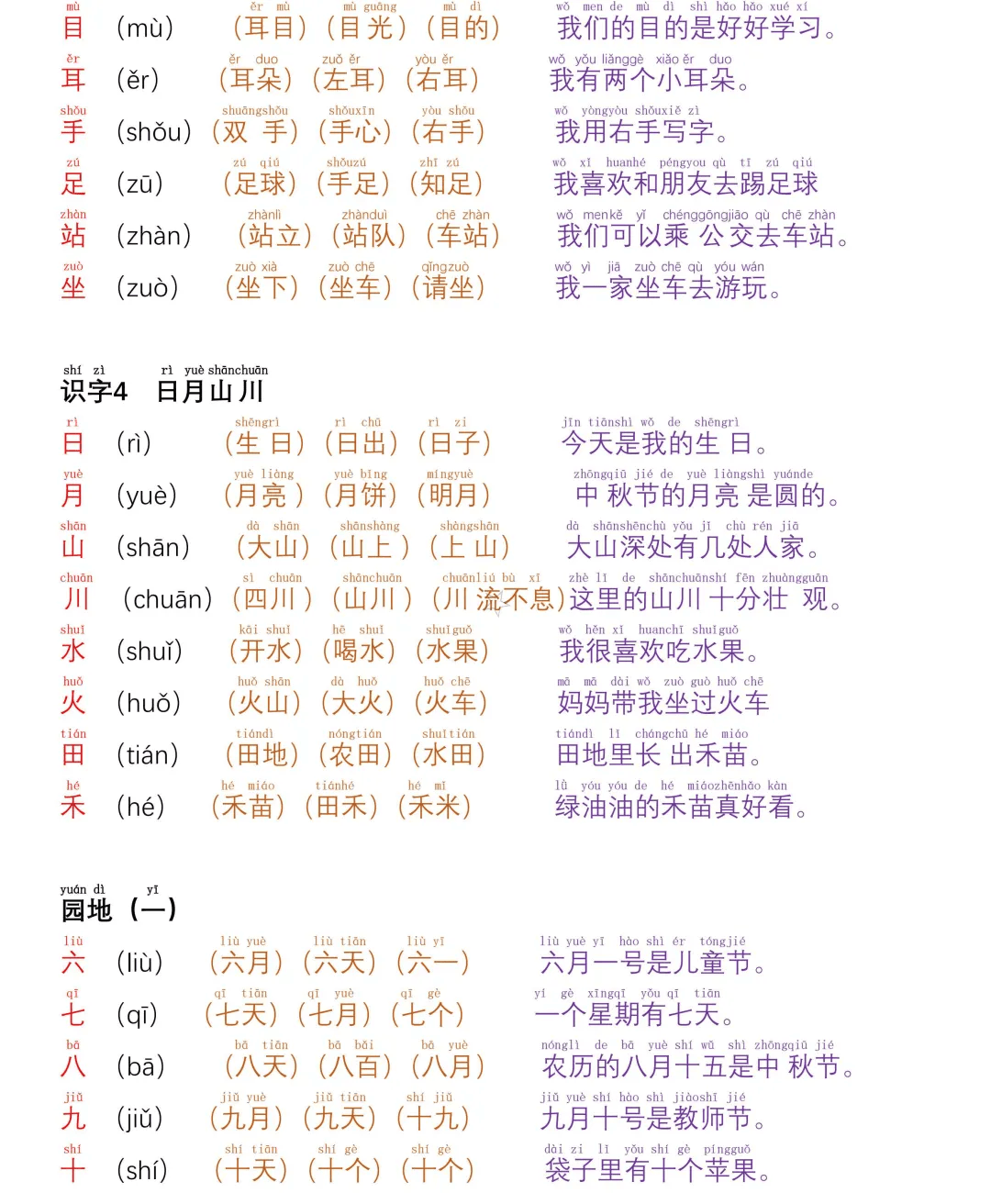 居组词一年级图片