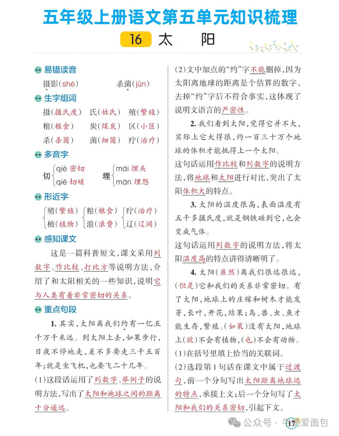 五年级语文上册,第五单元课堂笔记及知识点总结,收藏复习!_园地_海力布_牛郎织女