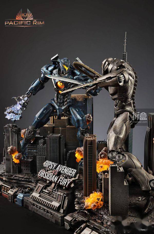 way studio 环太平洋 复仇流浪者对战狂怒黑曜石 147cm长 雕像套装