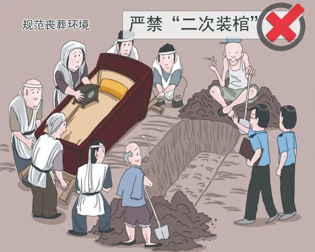 禁止在实行火葬的地区出售棺材等土葬用品.