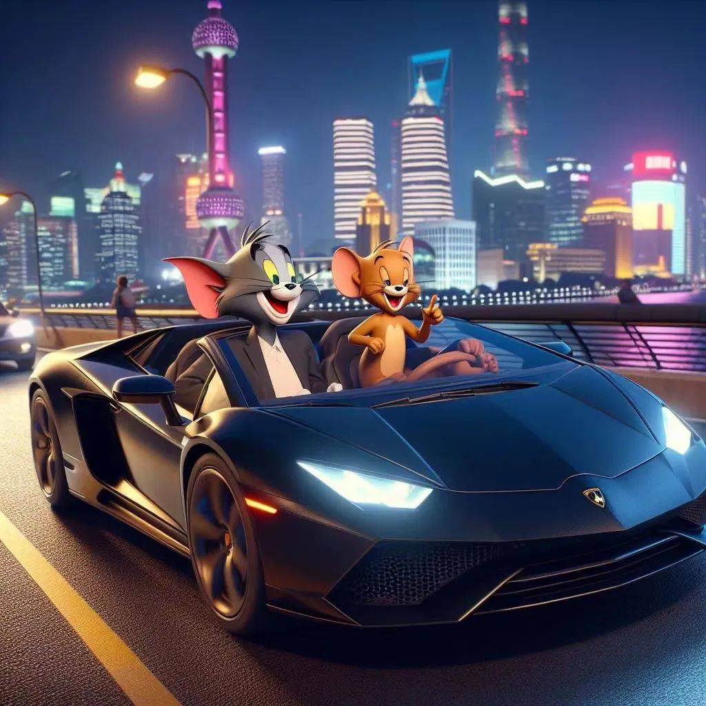 猫和老鼠开跑车头像!