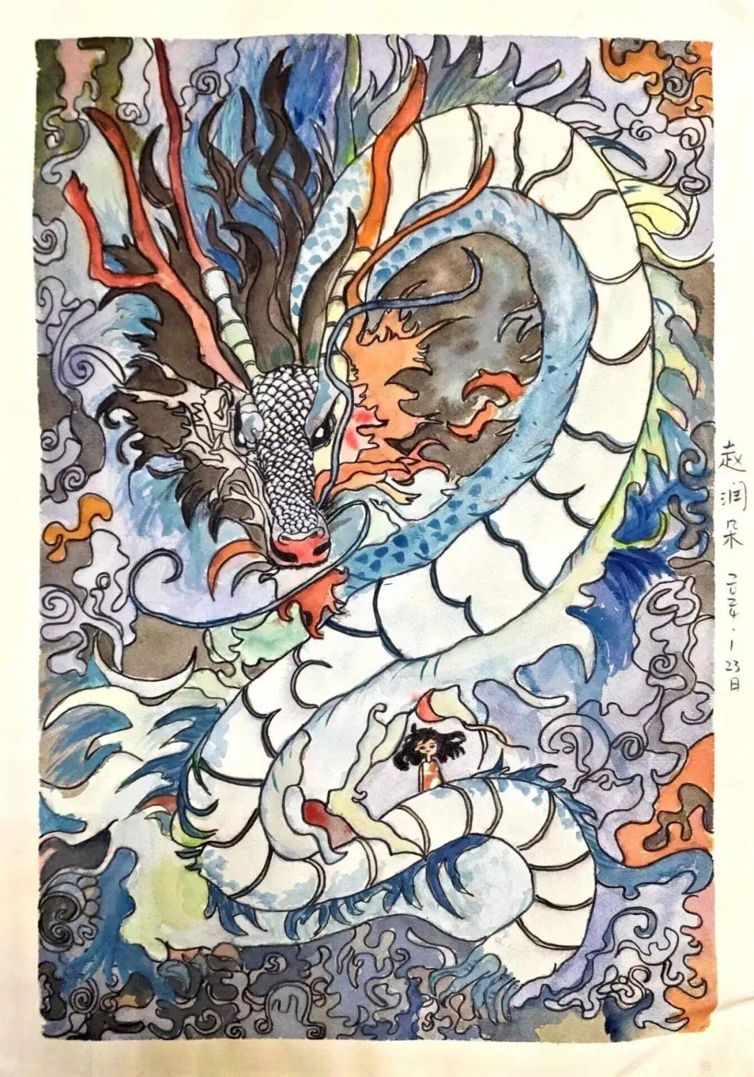 经开一校初中部赵润朵,王新宇同学个人绘画作品展