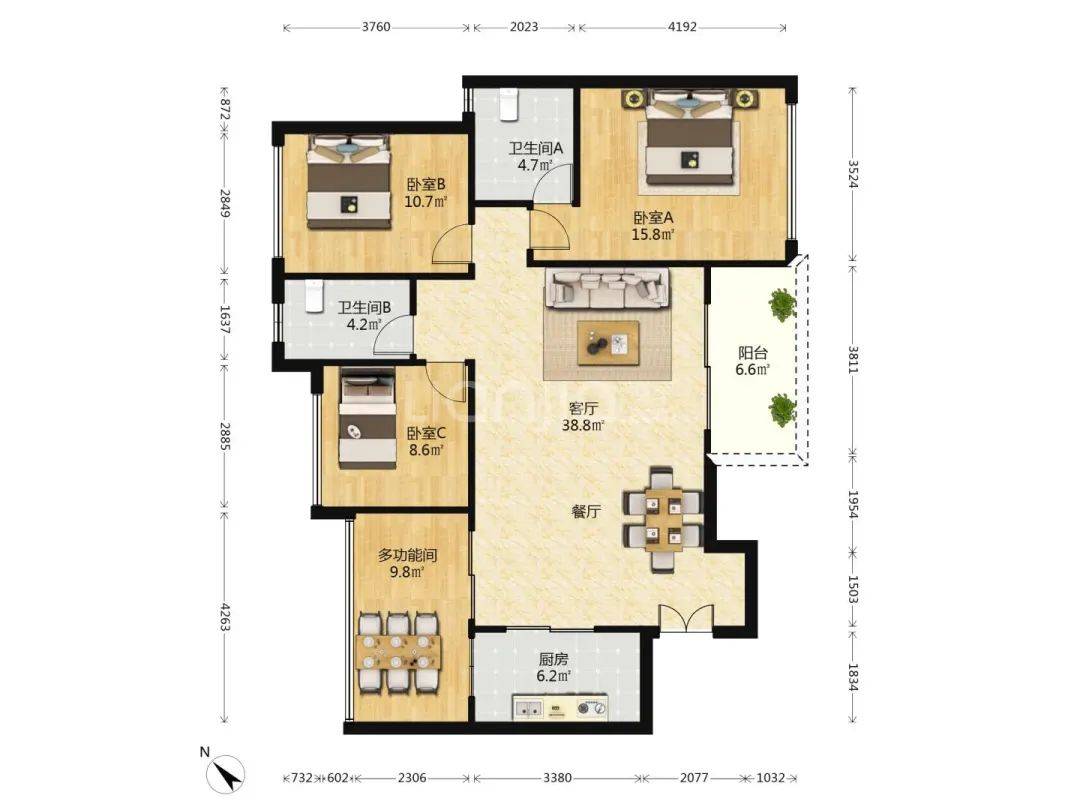 【760万领航城次新东南向精装4房】宝安·4房
