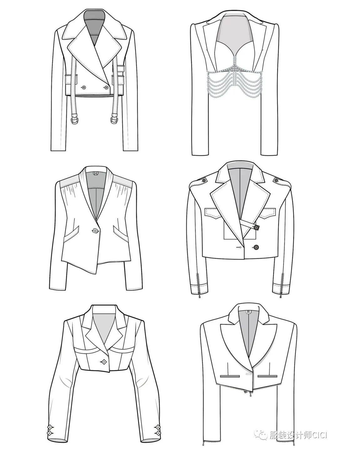 款式图 | 168款女士西服时装外套