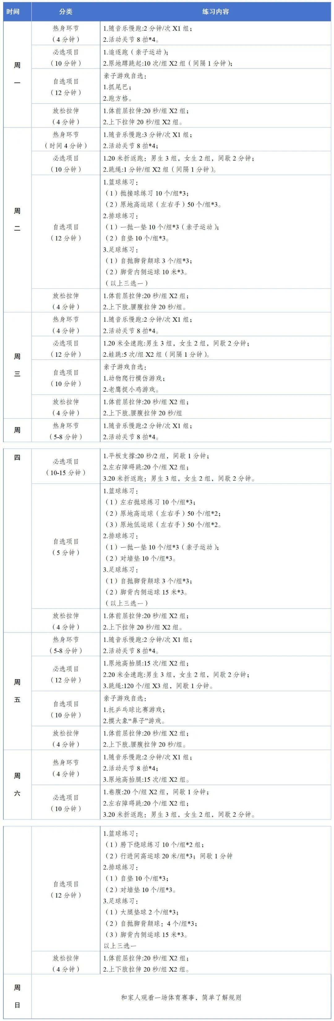 包含小升初体育锻炼计划（增强体质）的词条