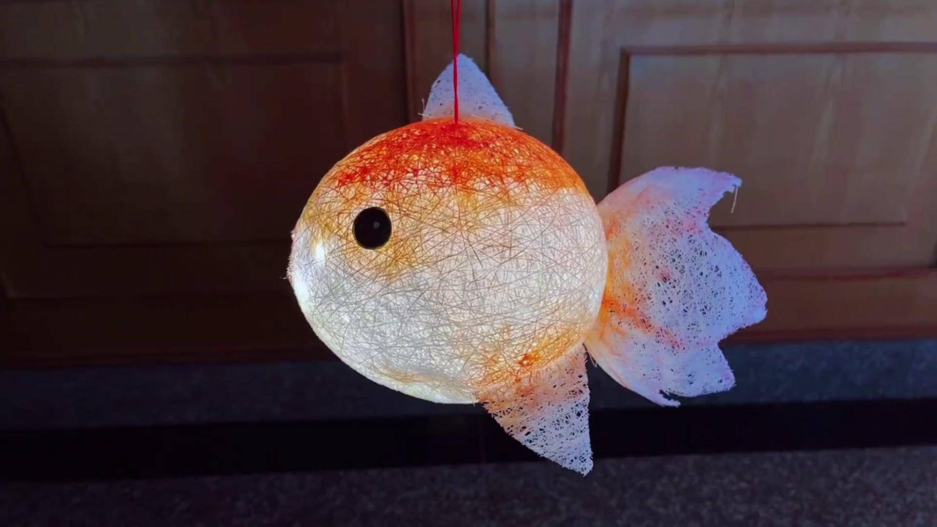 缝衣线做的金鱼灯笼,好可爱 手工diy 中秋节灯笼手工