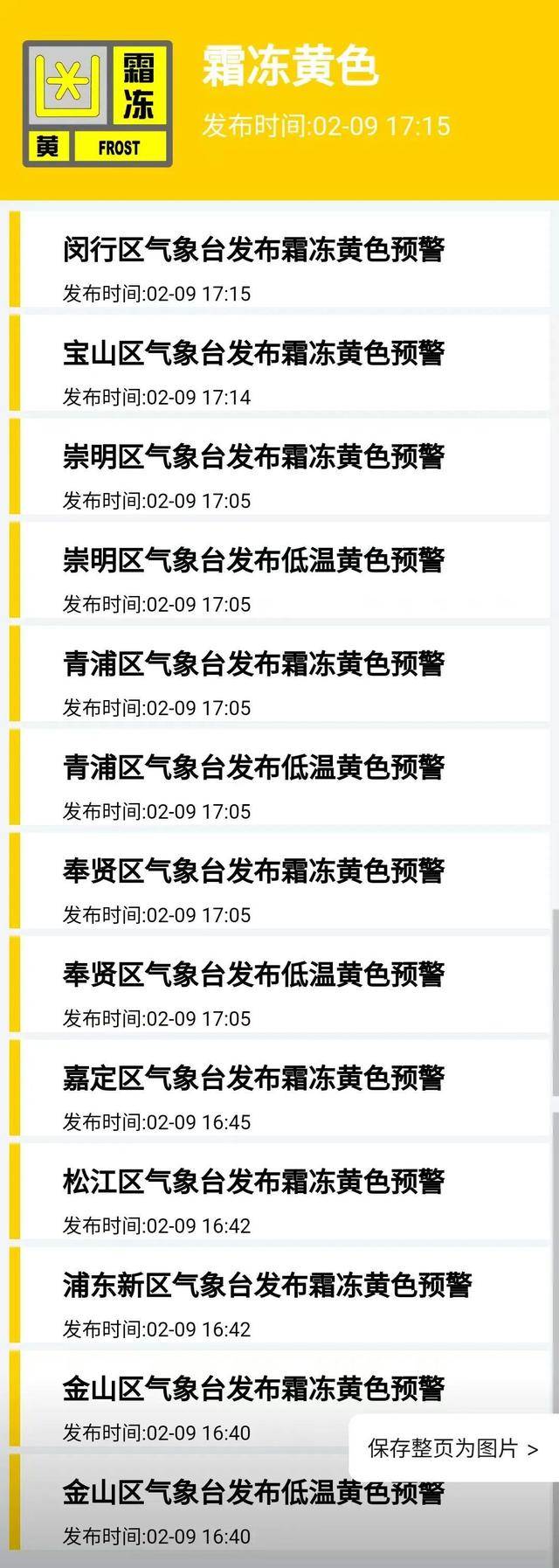 上海9区连发黄色预警！继-9℃后，明晨仍要警惕