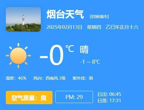 今日烟台天气预报今日情况