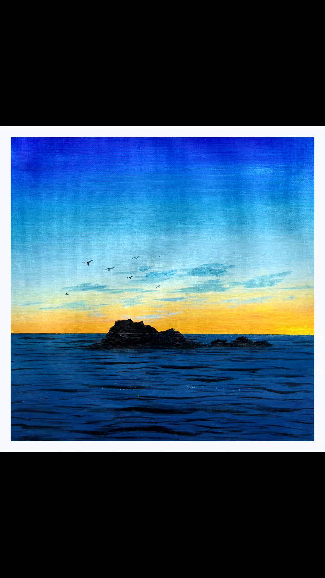 把我的思念画在大海里 跟着抖音学画画 丙烯画 带你走进画里 零基础学