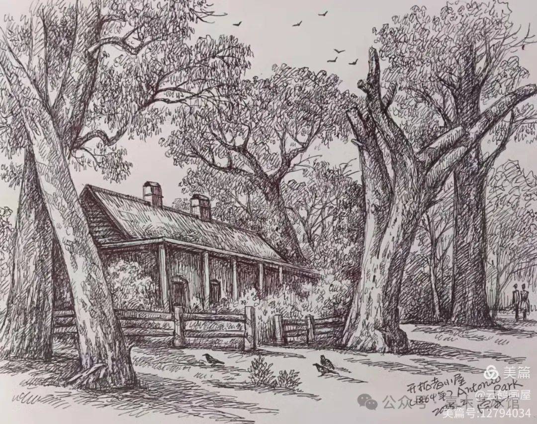 旅澳画家蒋定文先生钢笔画写生