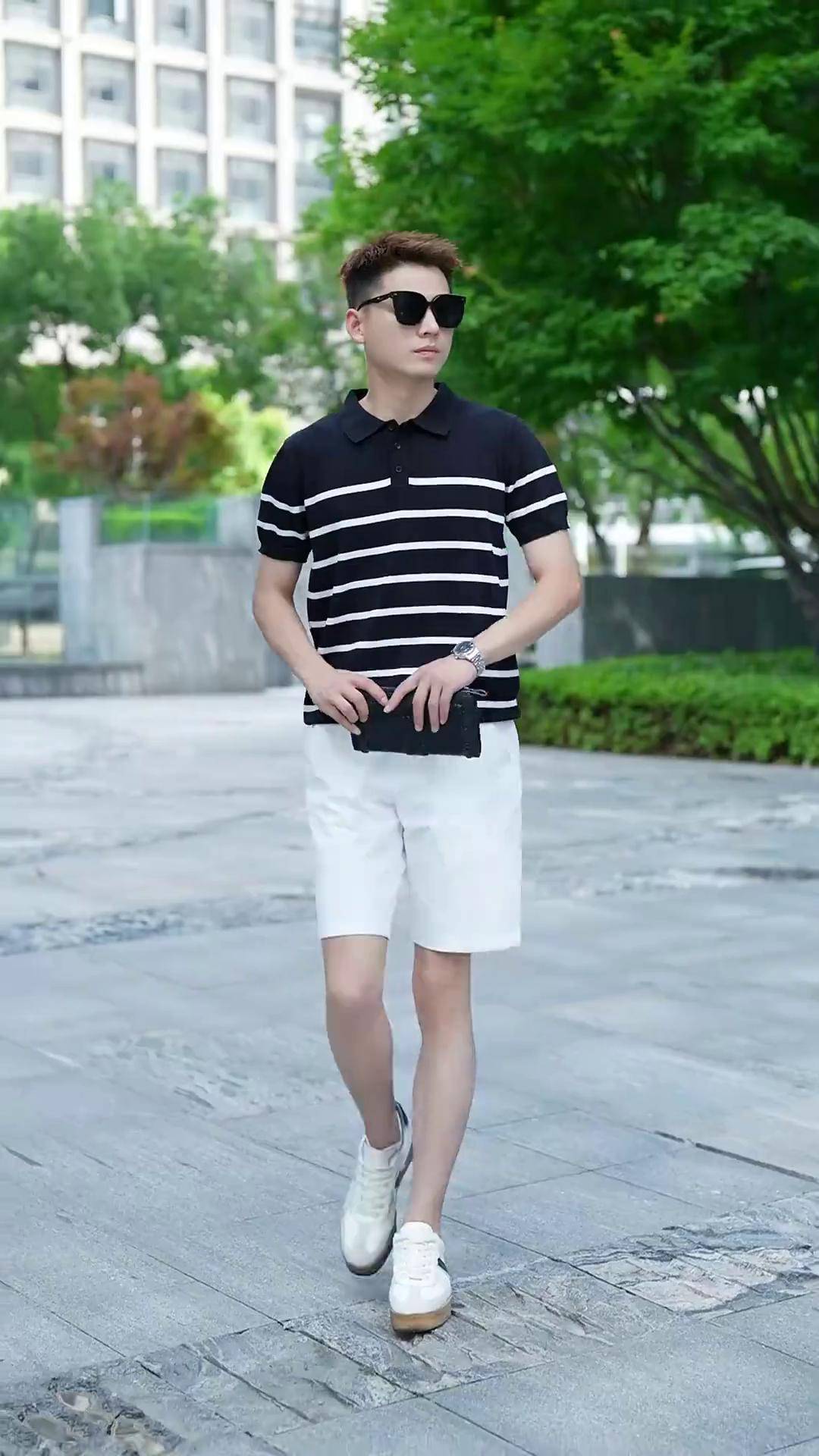 男生夏天穿短裤配polo衫是真的帅男装搭配 夏季新款 短裤 polo衫