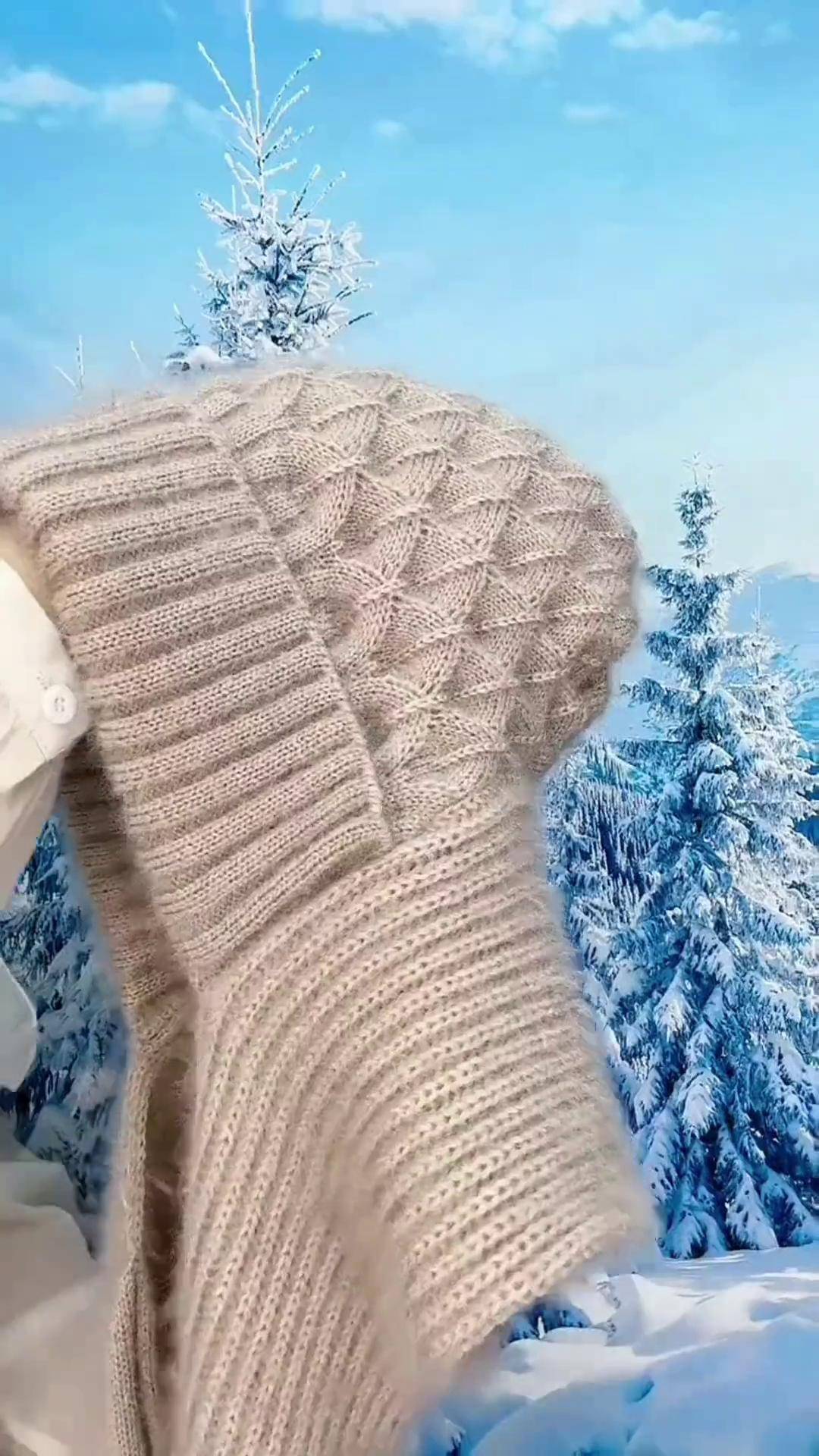 围巾帽子一体 围巾帽子的系法 冬季必备 围巾帽子搭配 围巾帽子